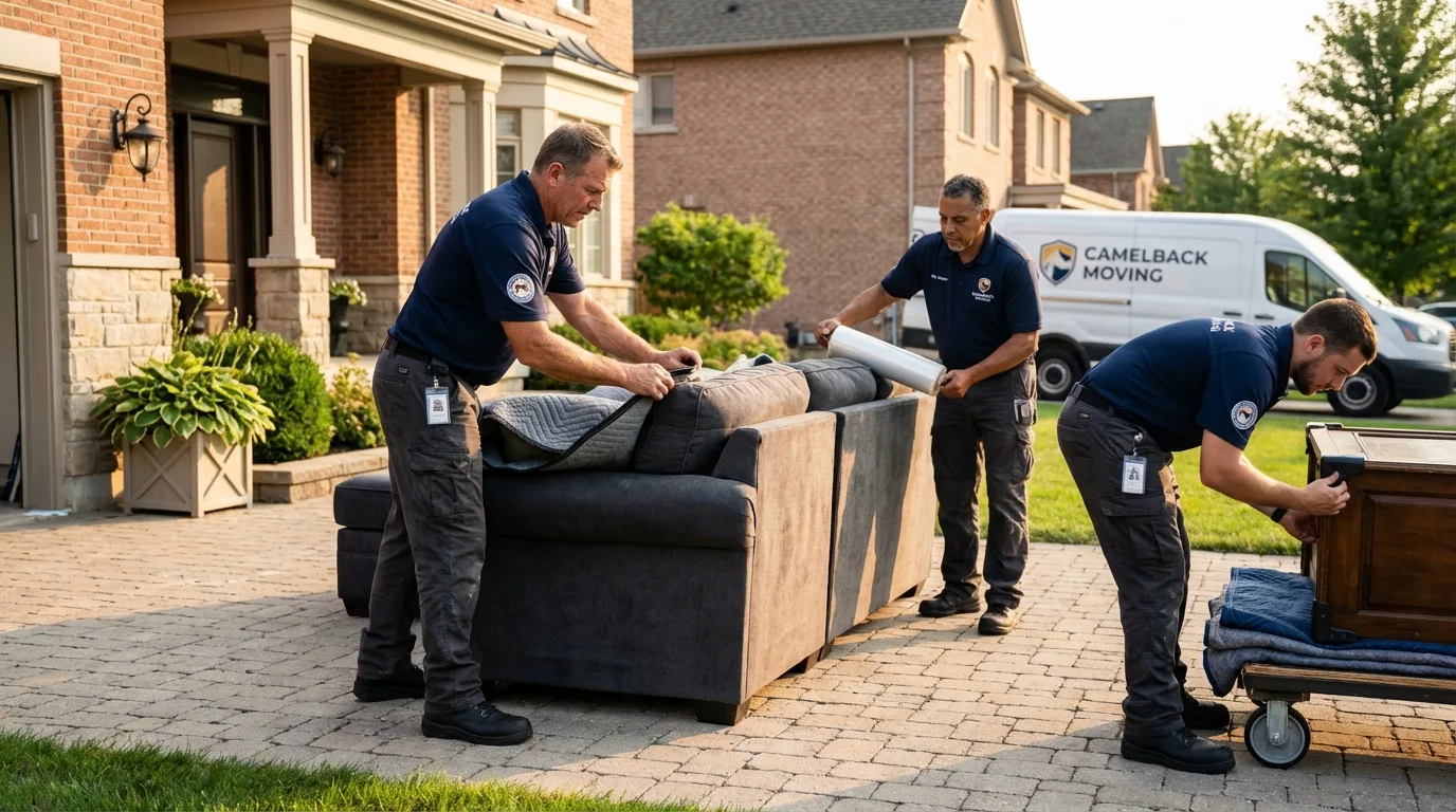 Large estate moving crew wrapping furniture in Farmington, MN