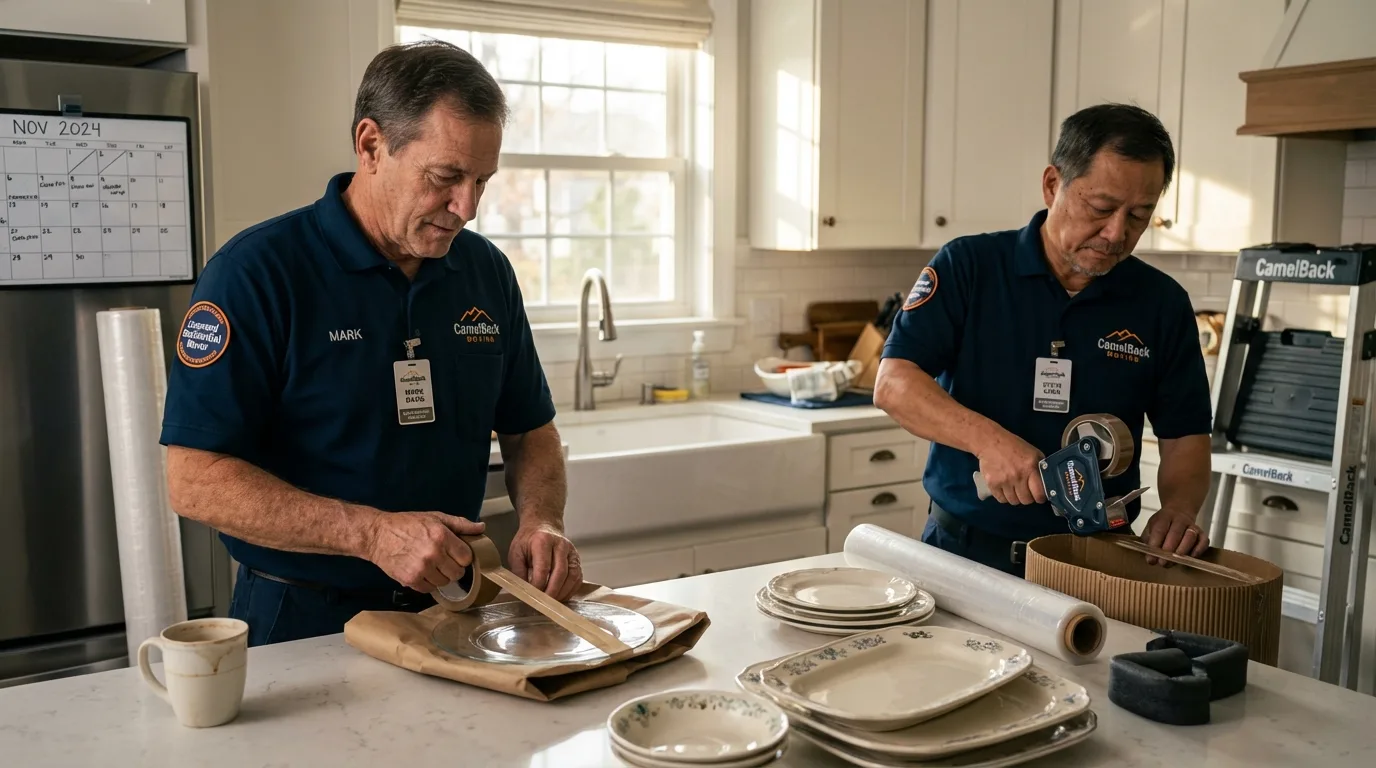 Professional crew packing kitchen dishware in Farmington, MN